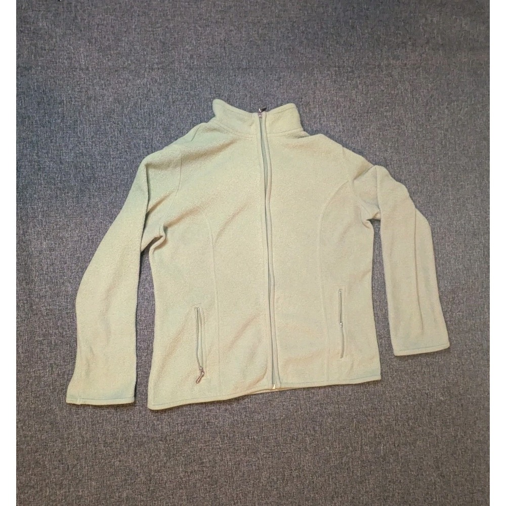 Karen Scott‎ Sport Women's Fleece Full Zip-up Jacket Size Medium Bright Green